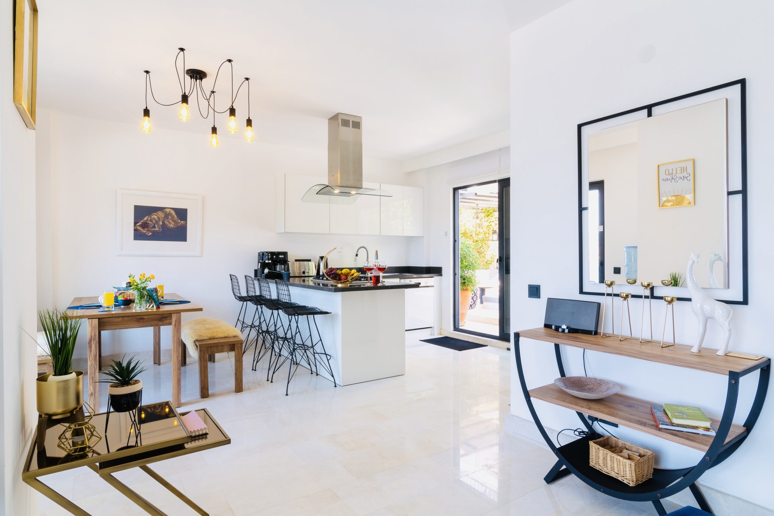Fully-equipped kitchen and dining area at Villa Kisla Falls, villas to rent in Kalkan, Turkey