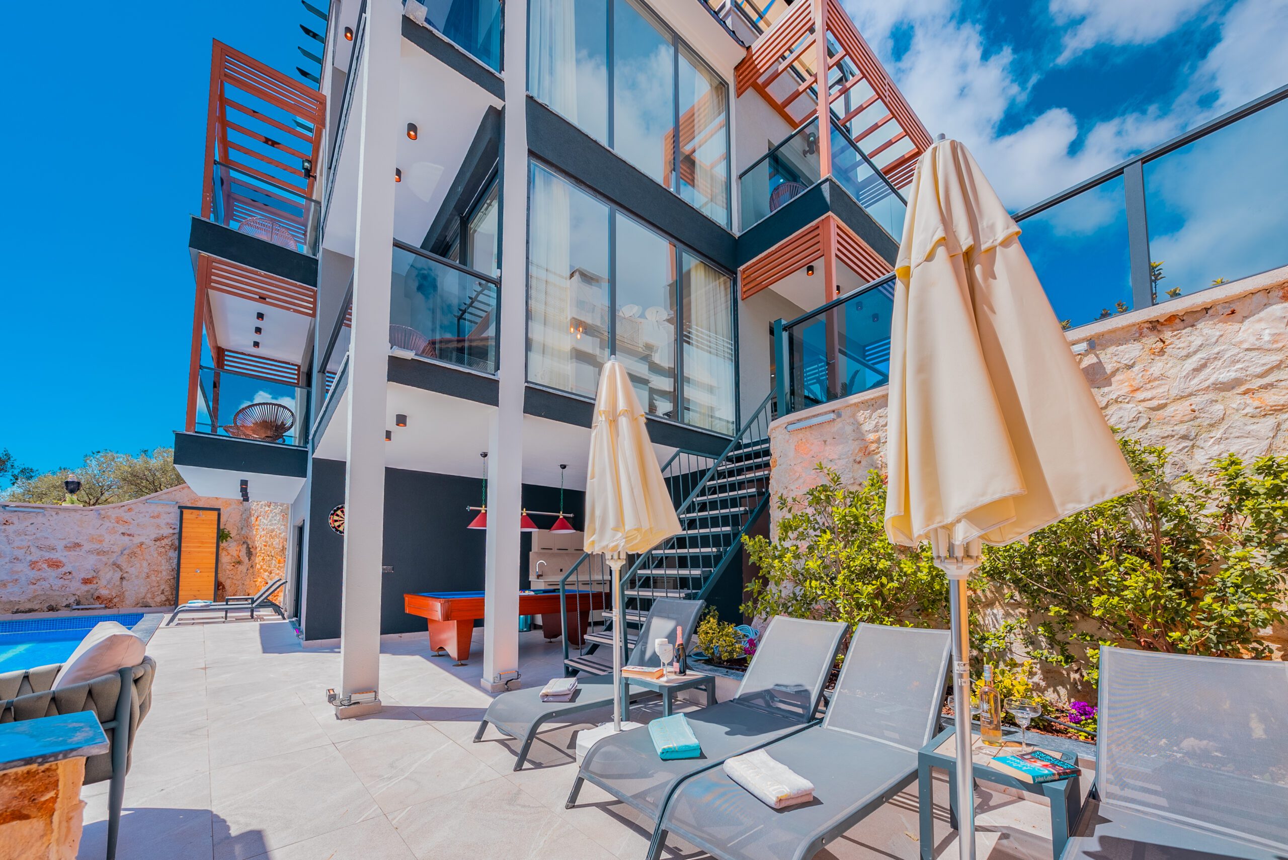 Sun loungers at Villa Tekin, villa holidays in Kalkan, Turkey
