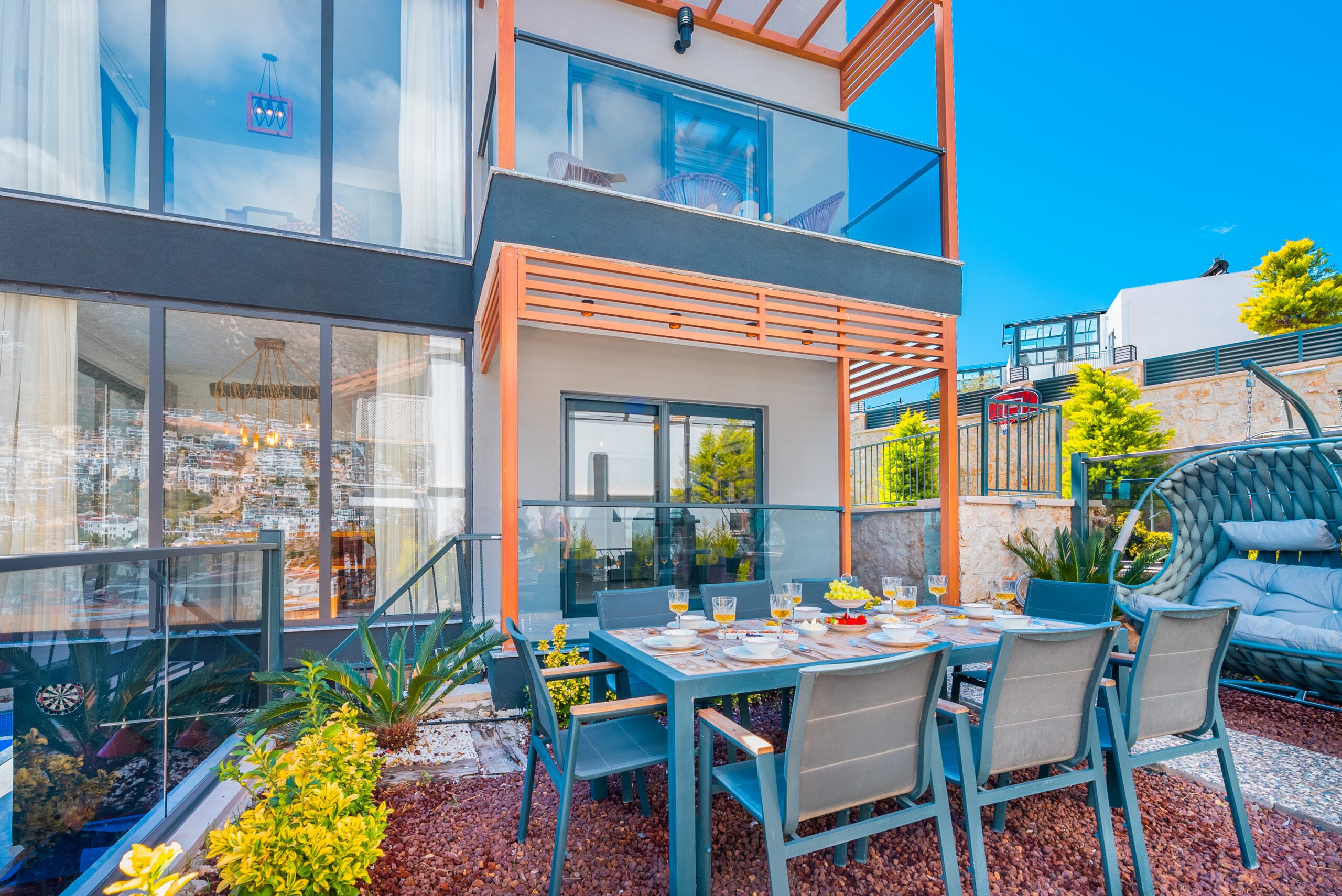 Outdoor dining area at Villa Tekin, villa holidays in Kalkan, Turkey