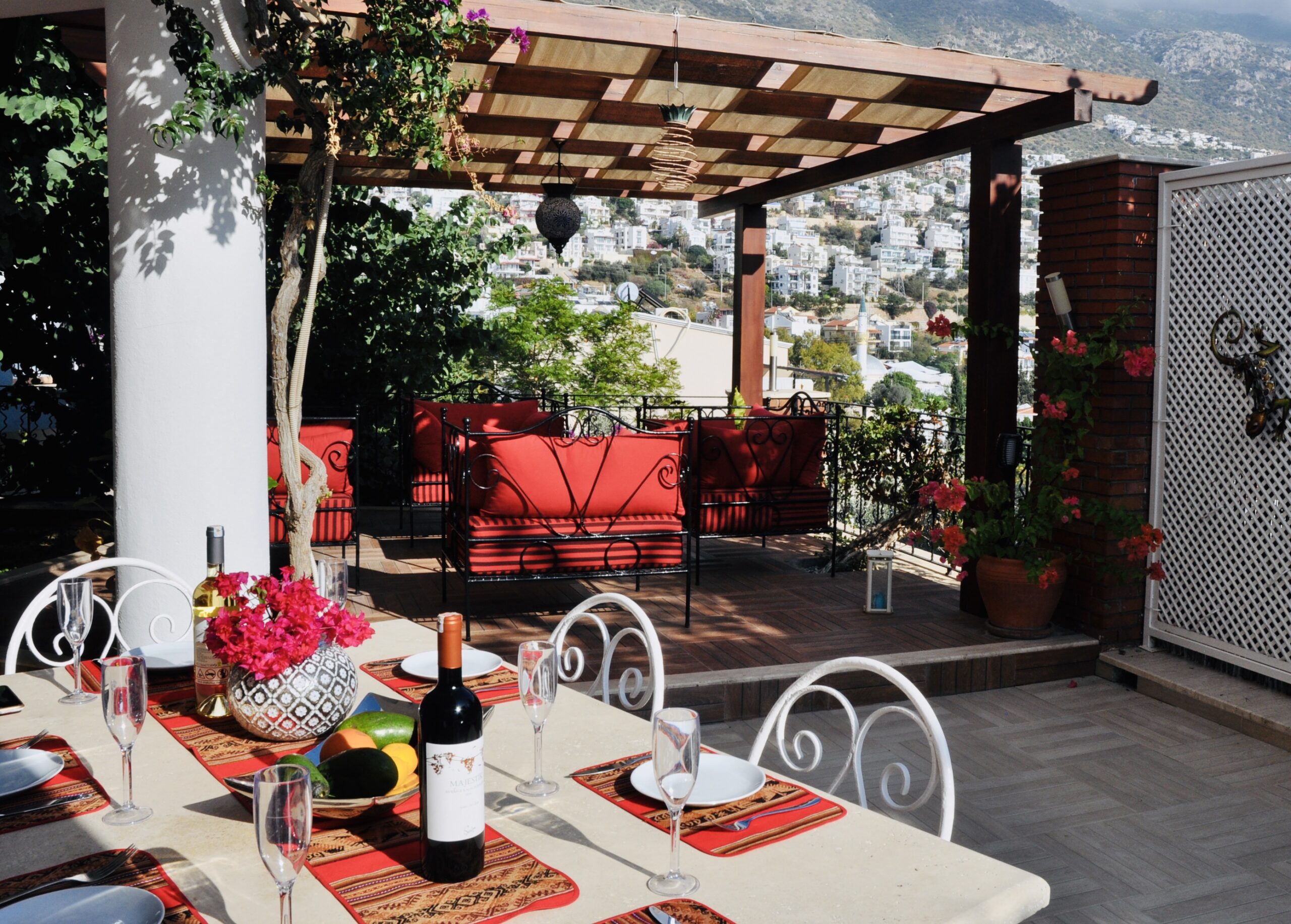 Outdoor dining area at Villa Kirmizi Lale, holiday villas in Kalkan, Turkey