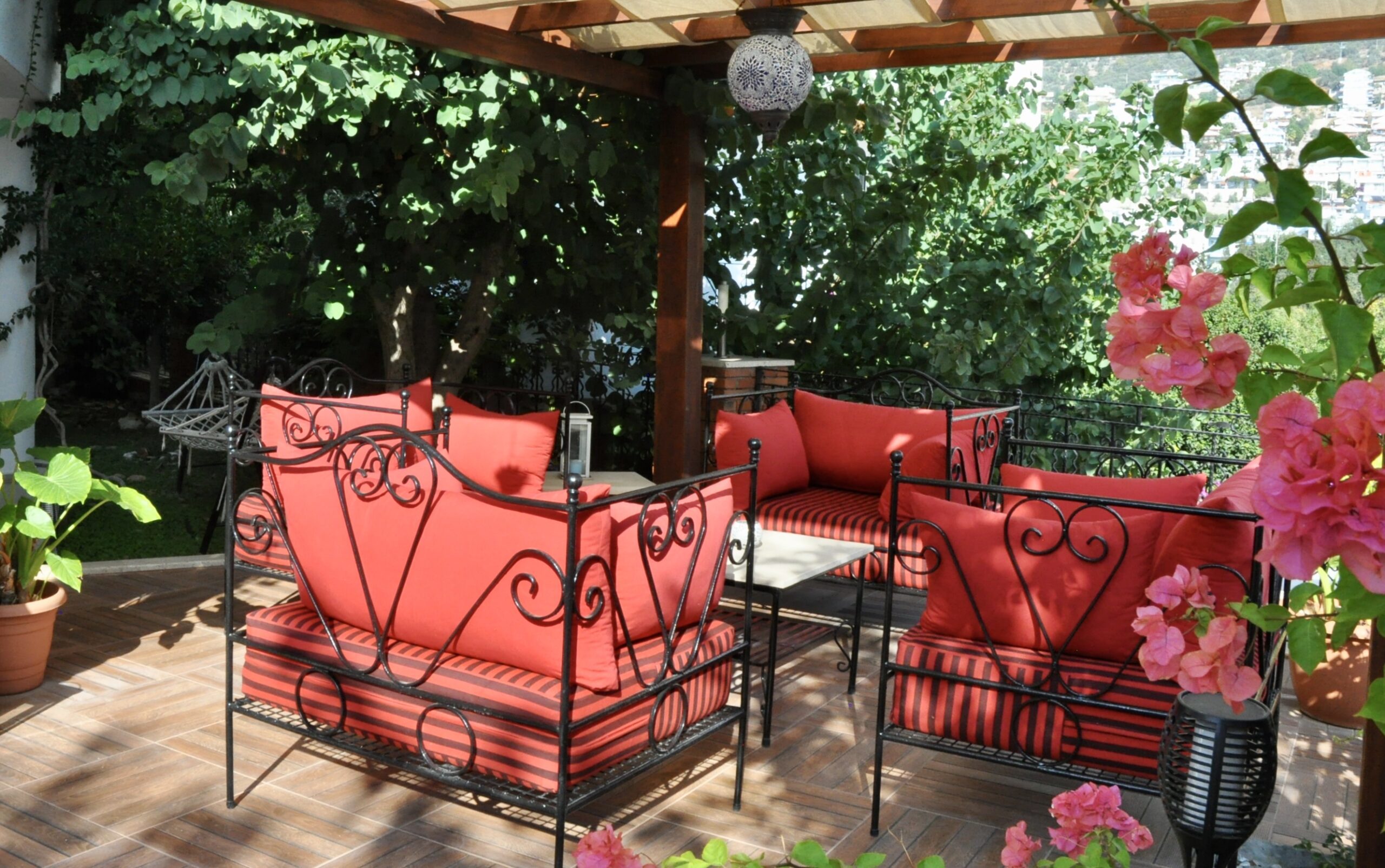 Outdoor seating area at Villa Kirmizi Lale, holiday villas in Kalkan, Turkey