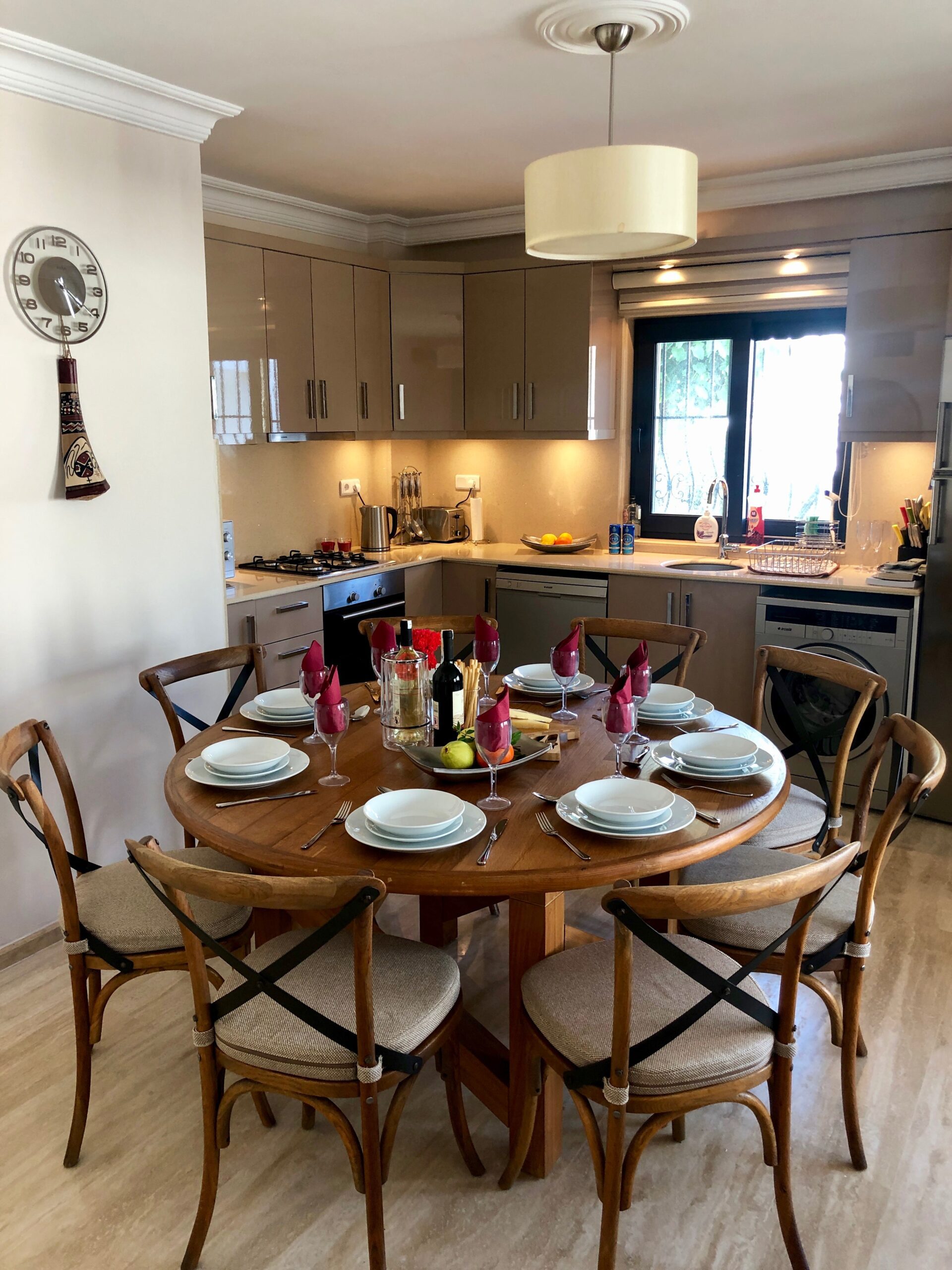 Kitchen and dining area at Villa Kirmizi Lale, holiday villas in Kalkan, Turkey