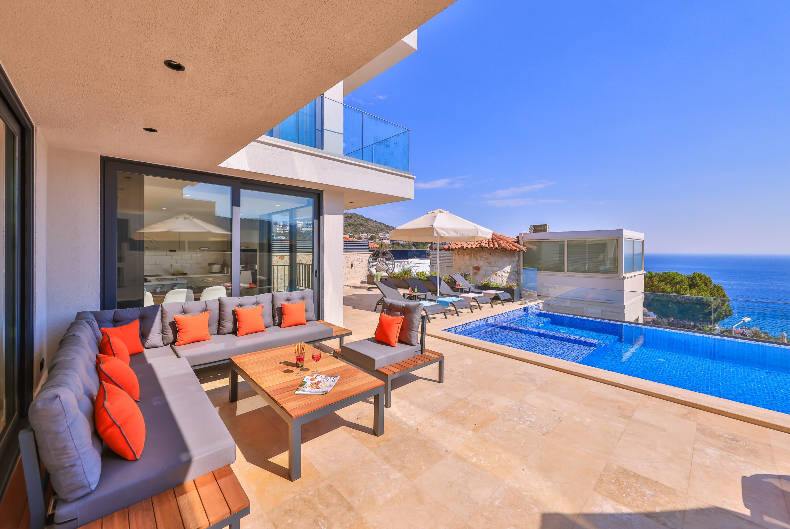 Outdoor seating area at Villa Sura, holiday villas to rent in Kalkan, Turkey