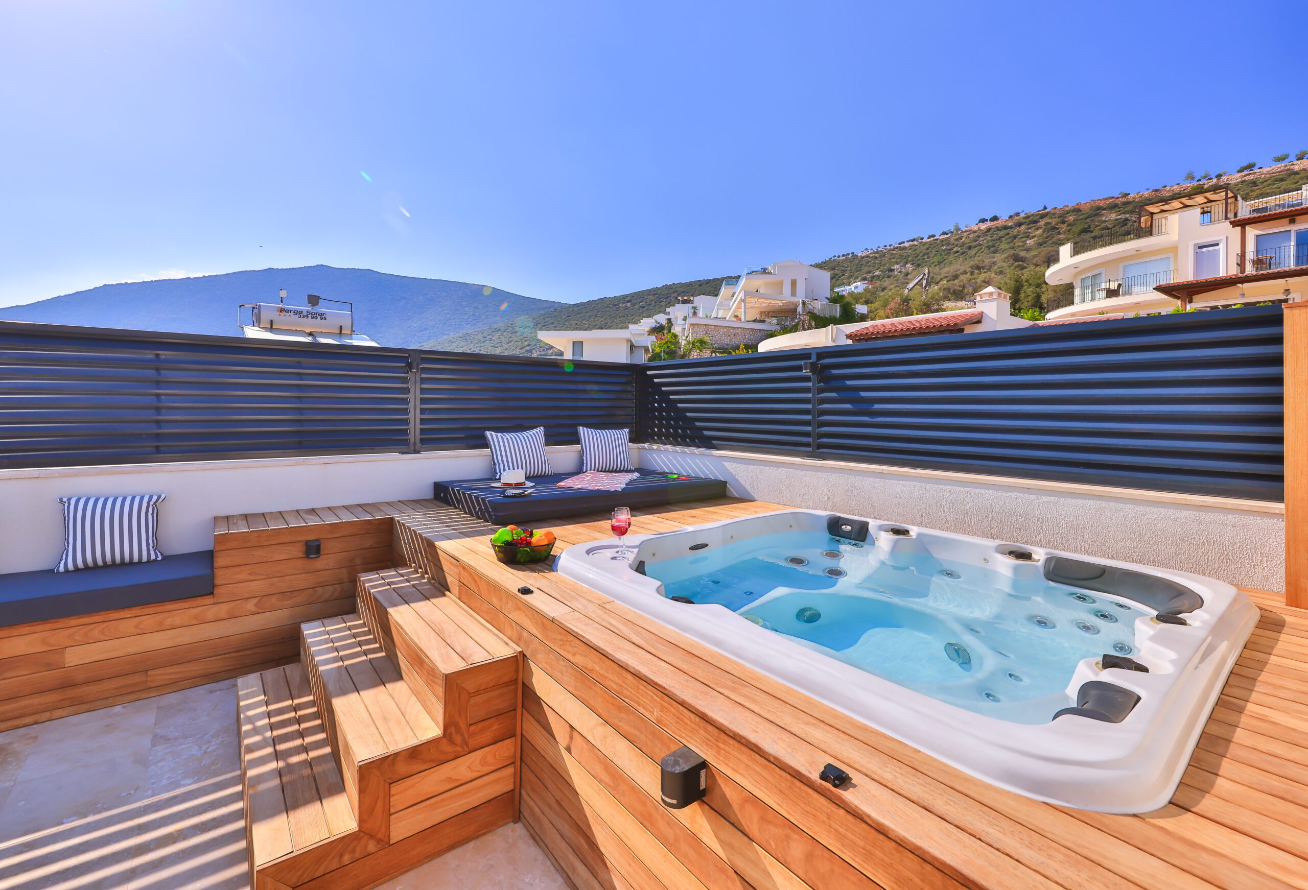Outdoor hot tub in Villa Sura, holiday villas to rent in Kalkan, Turkey