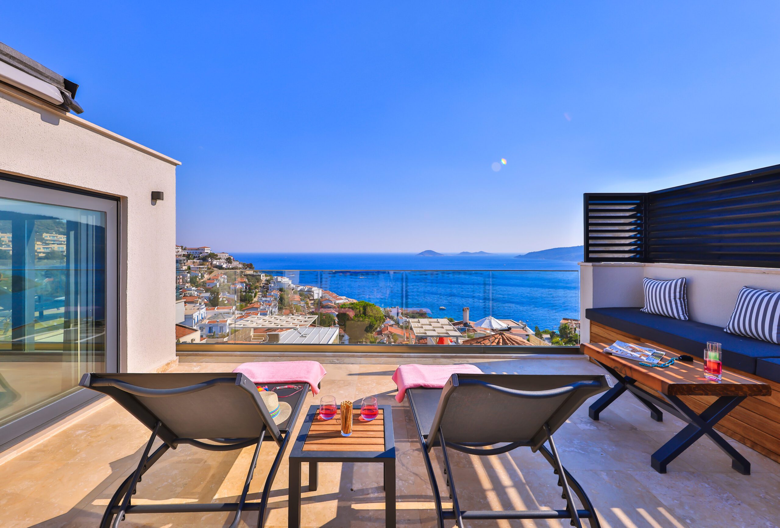 Balcony view from Villa Sura, holiday villas to rent in Kalkan, Turkey