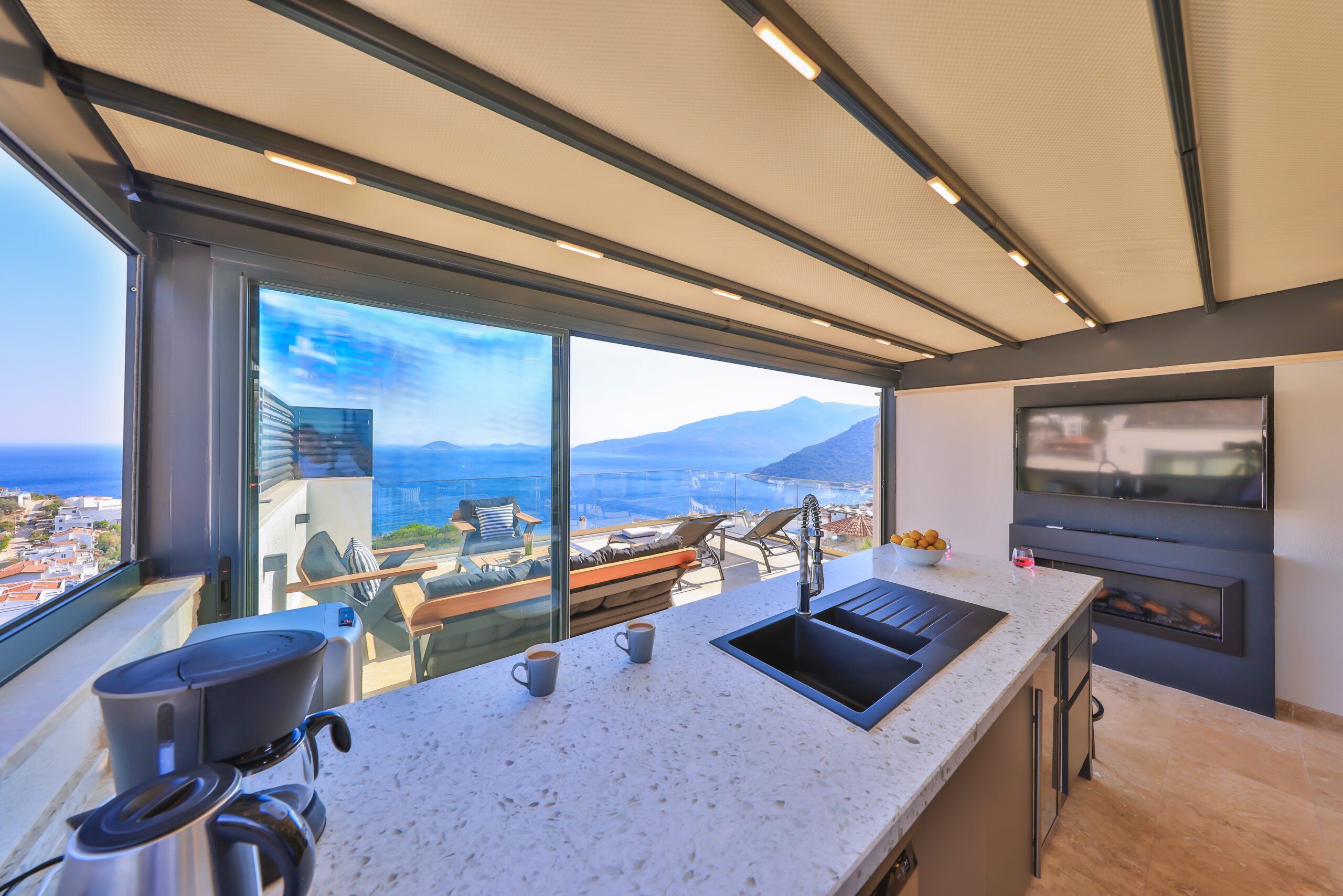 Kitchen with balcony access in Villa Sura, holiday villas to rent in Kalkan, Turkey