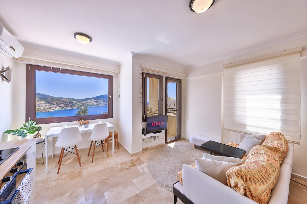 Lounge with balcony access in Amore Apartment, holidays in Kalkan, Turkey