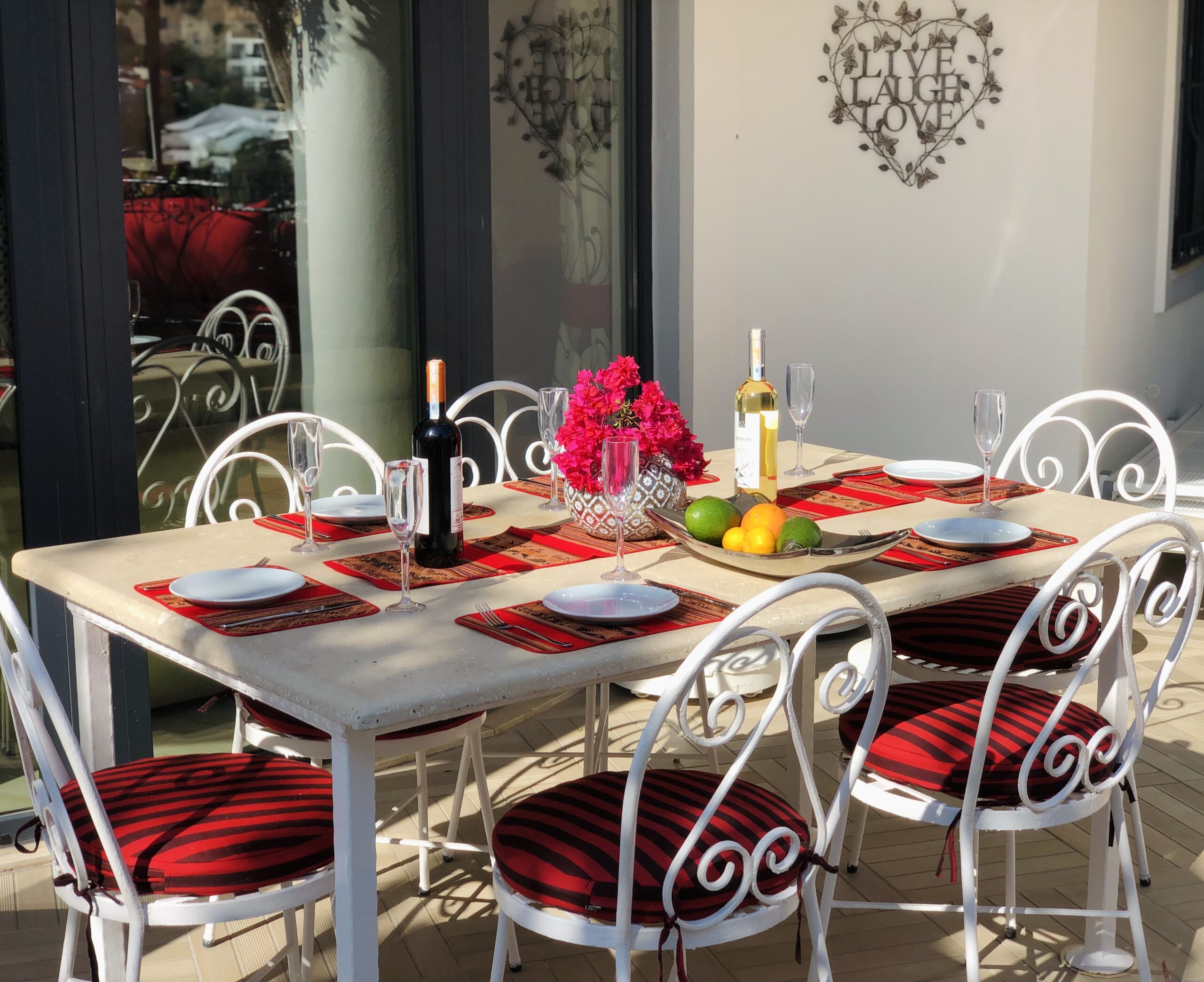 Outdoor dining area at Villa Kirmizi Lale, holiday villas in Kalkan, Turkey