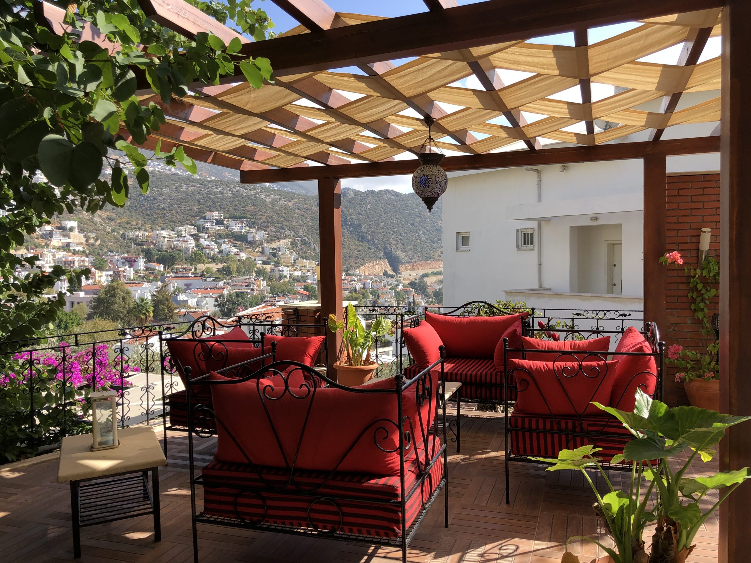 Outdoor seating area at Villa Kirmizi Lale, holiday villas in Kalkan, Turkey
