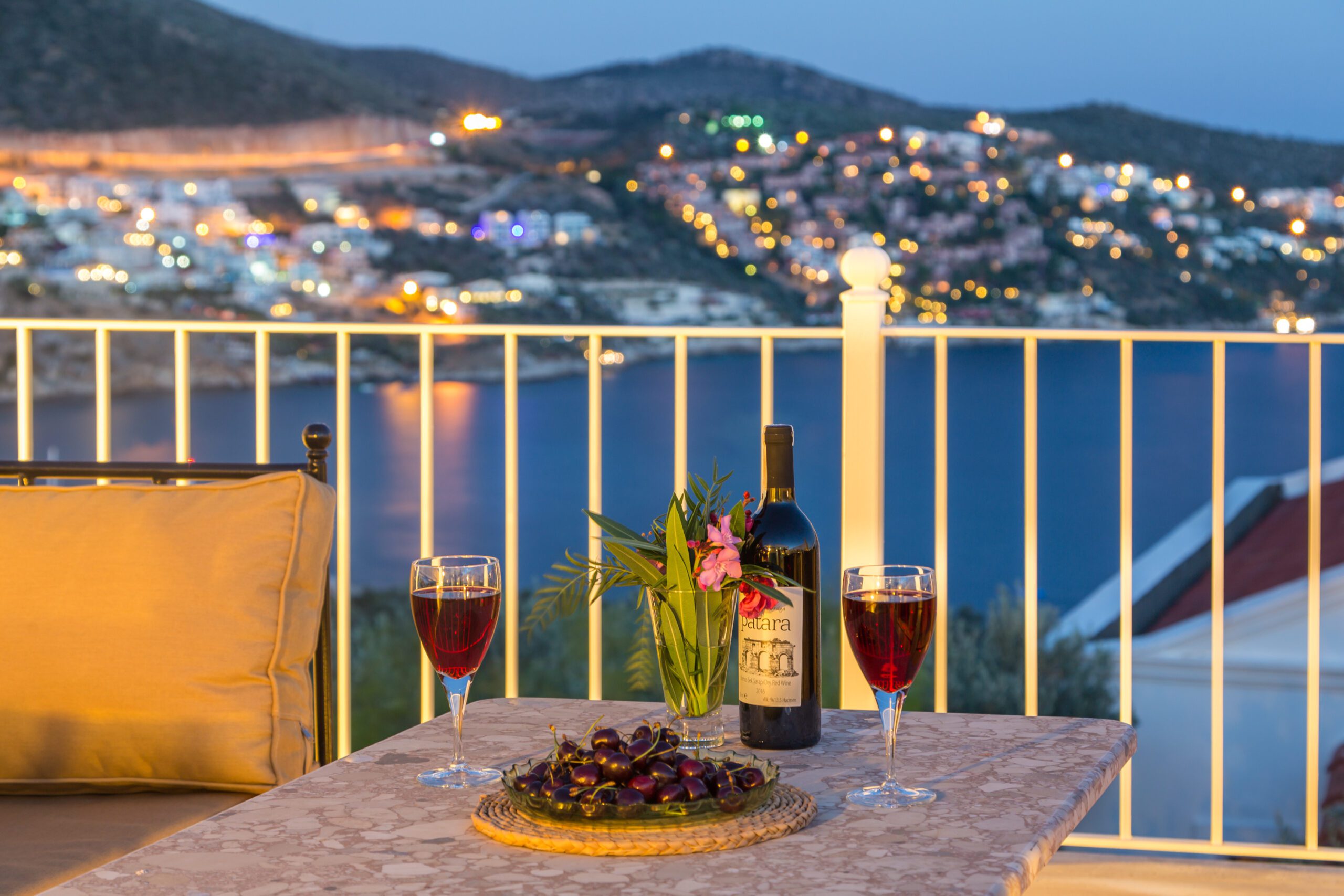 Balcony seating at Villa Amelia, villas to rent in Kalkan, Turkey