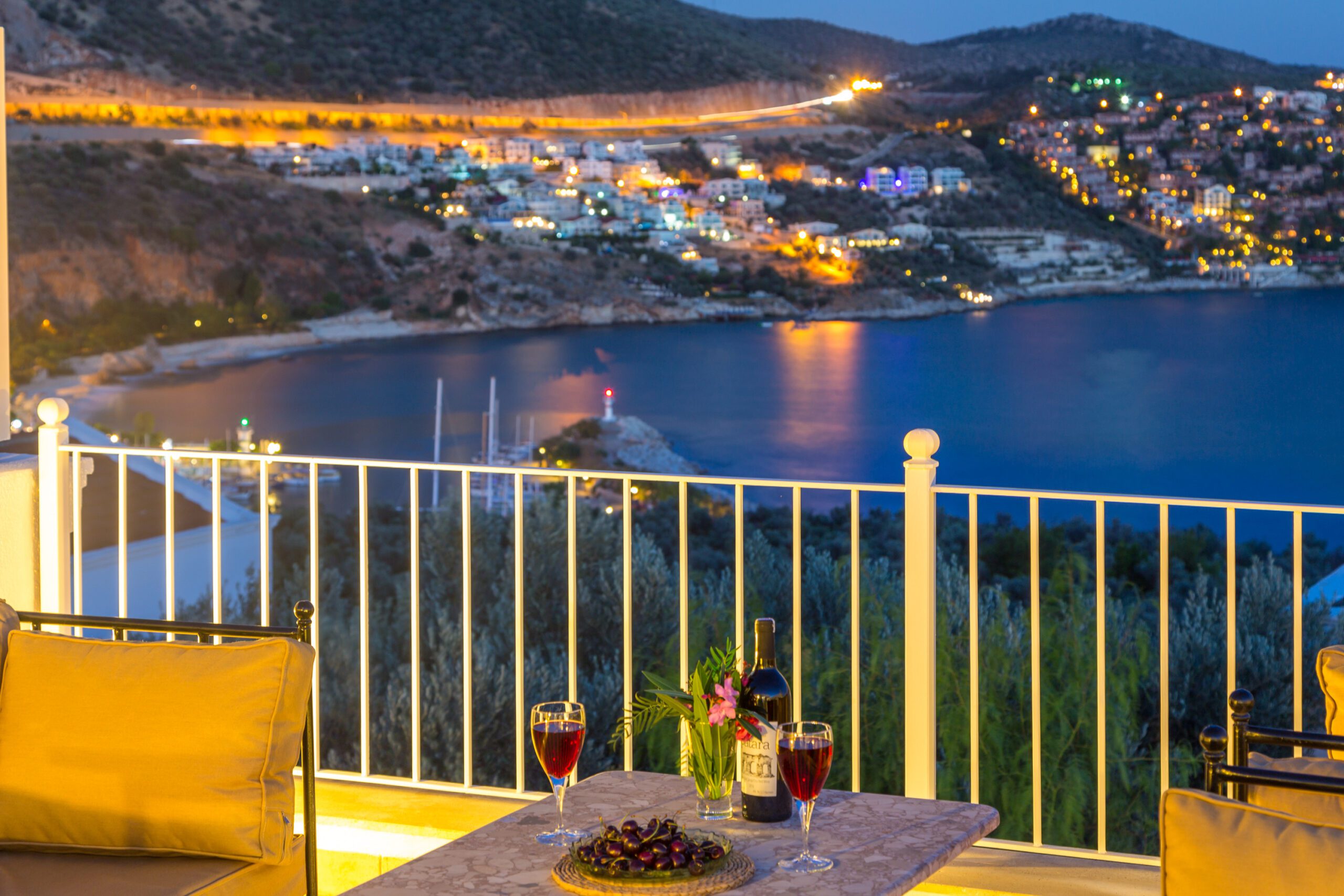 Balcony seating at Villa Amelia, villas to rent in Kalkan, Turkey