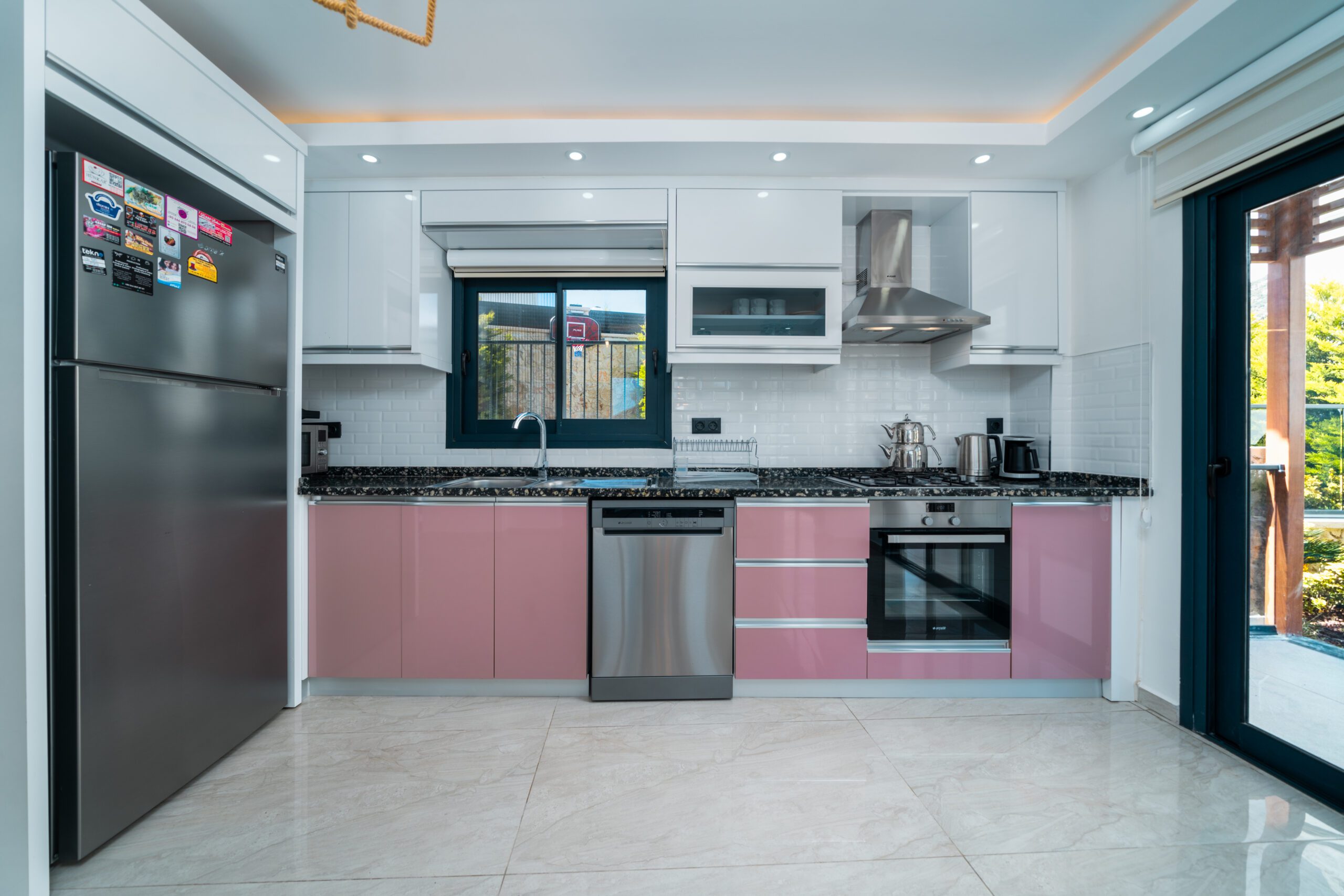 Fully-equipped kitchen with garden access in Villa Tekin, villa holidays in Kalkan, Turkey