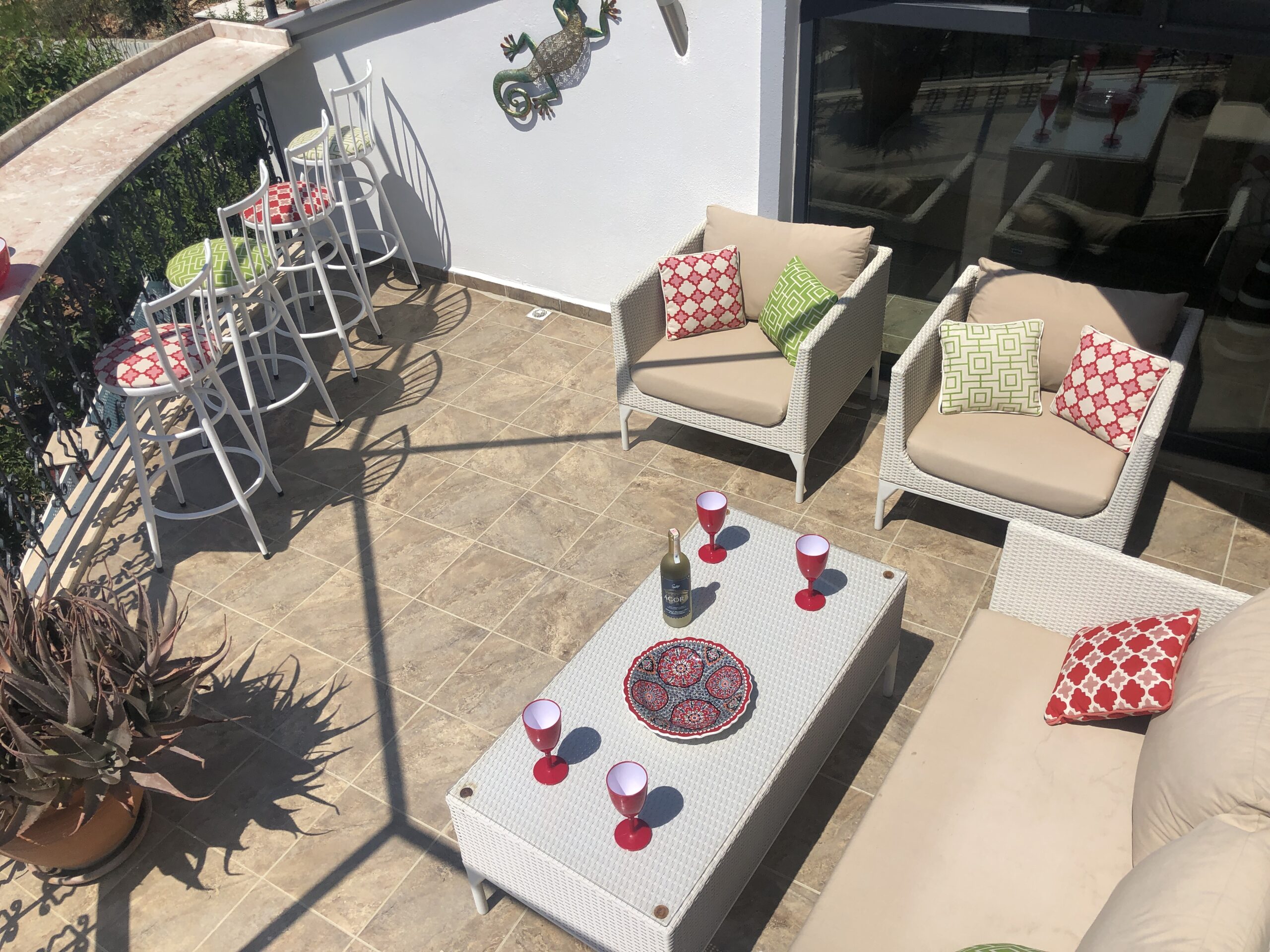 Outdoor seating area at Villa Kirmizi Lale, holiday villas in Kalkan, Turkey