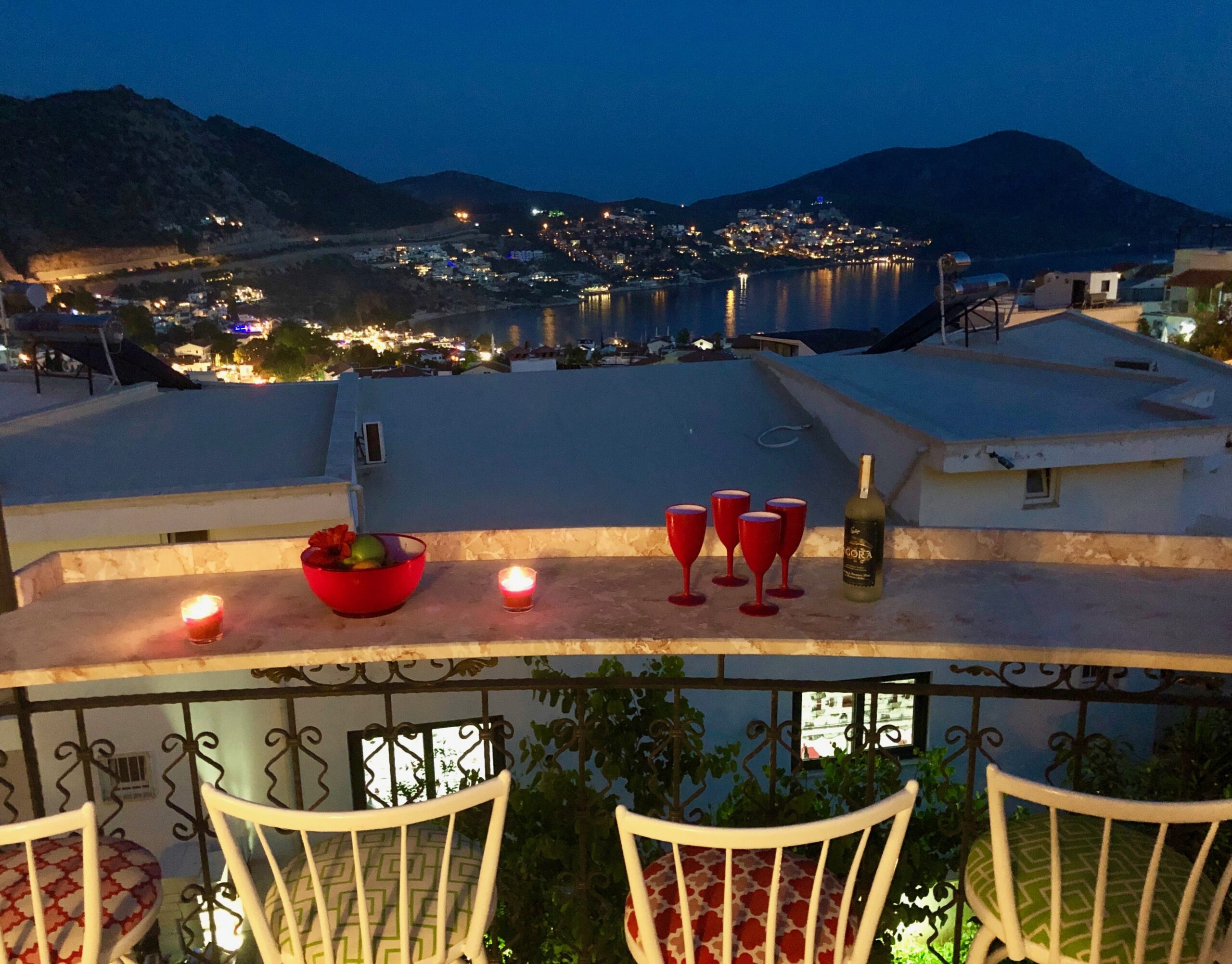 Balcony view from Villa Kirmizi Lale, holiday villas in Kalkan, Turkey