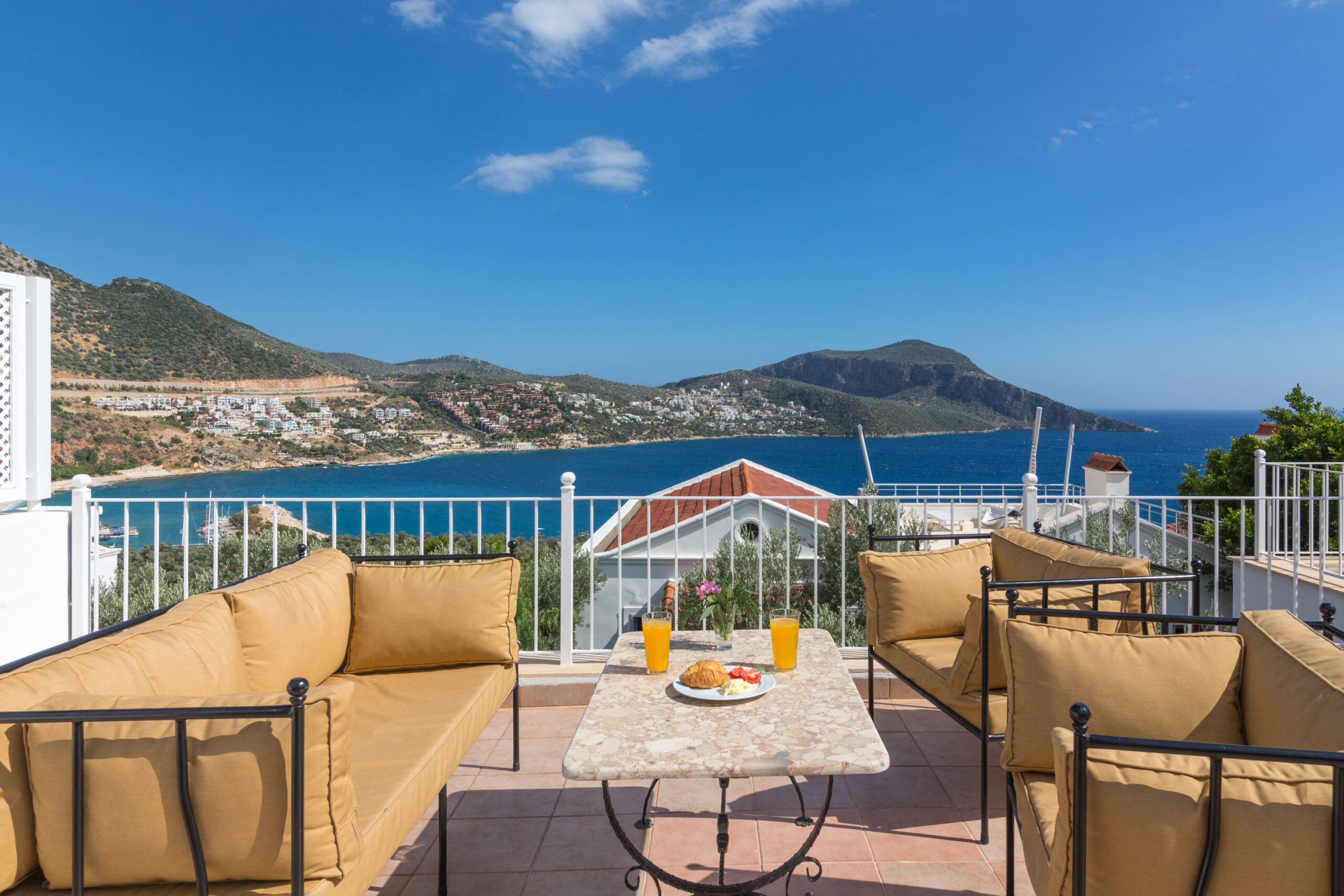 Balcony view from Villa Amelia, villas to rent in Kalkan, Turkey