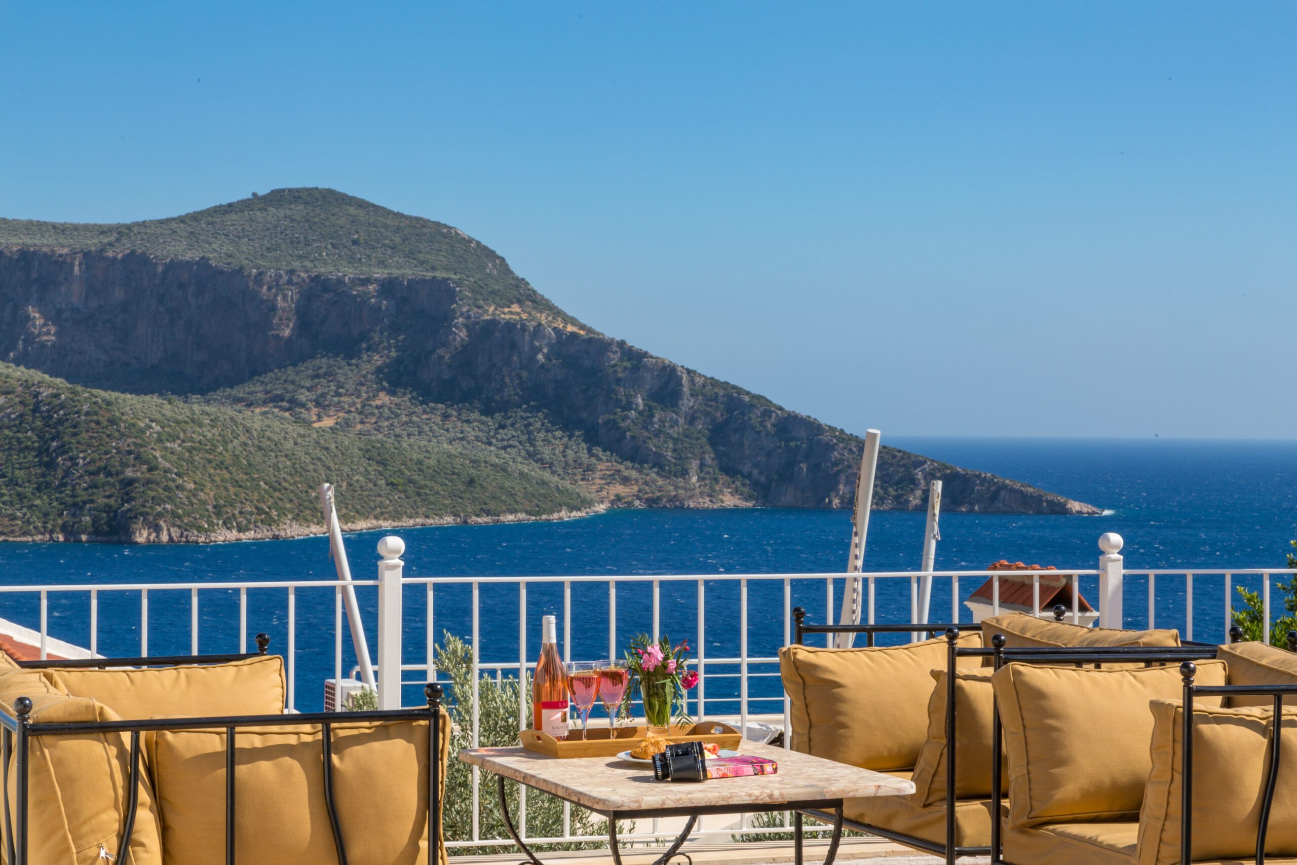 Balcony view from Villa Amelia, villas to rent in Kalkan, Turkey