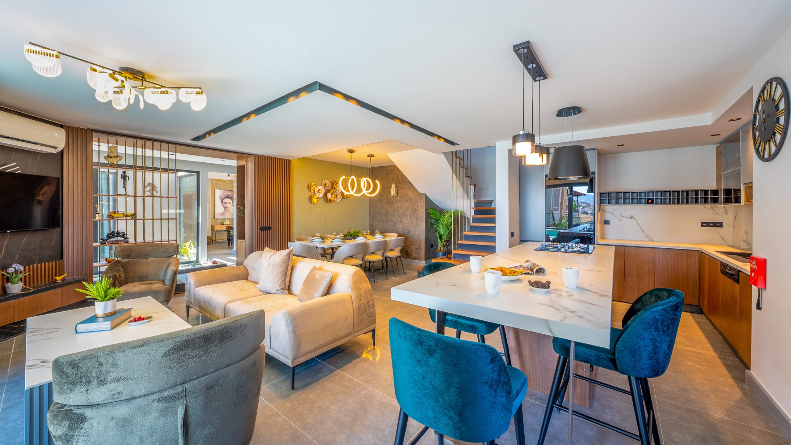 Kitchen and lounge in Villa Nova, villa holidays in Kalkan, Turkey