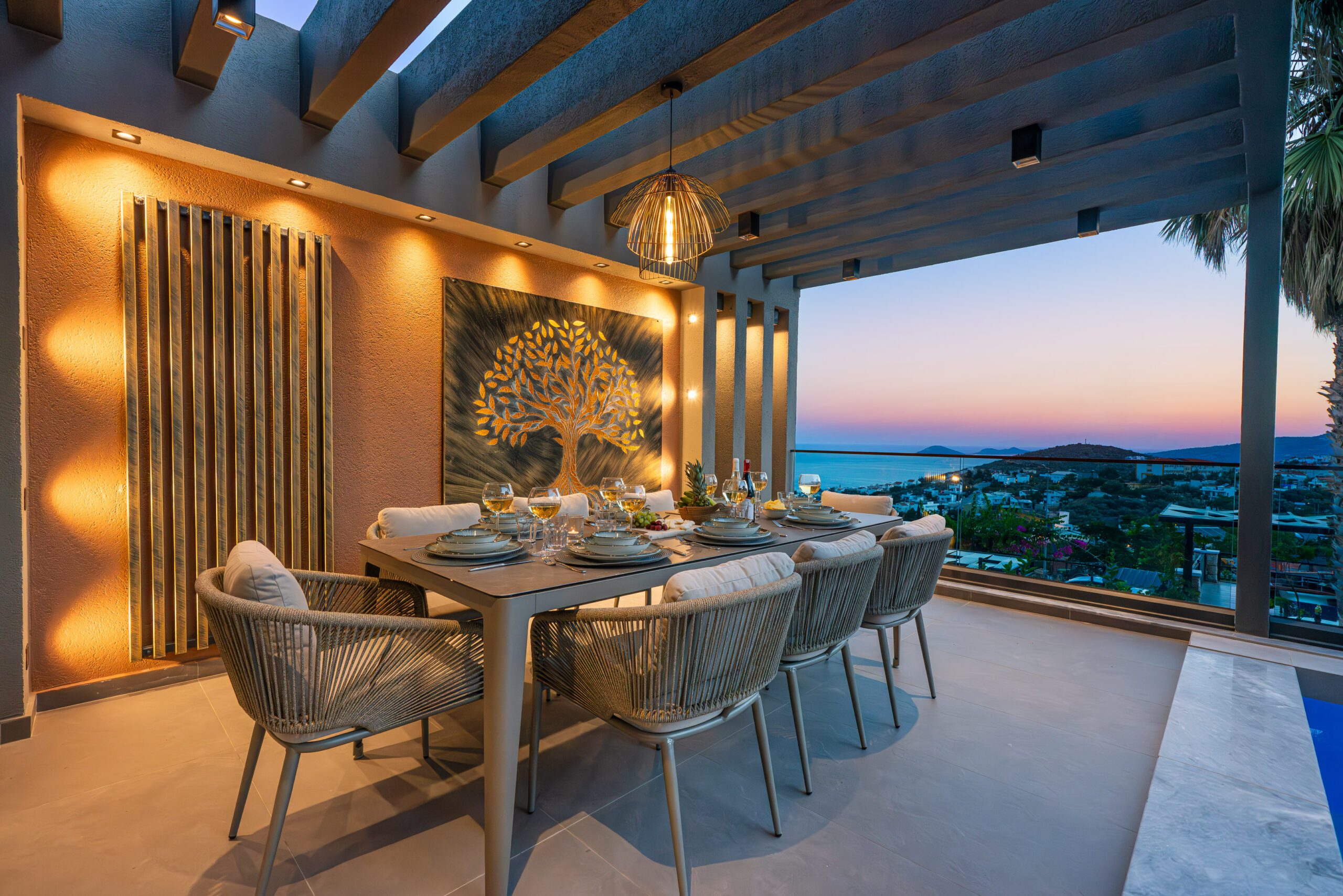 Outdoor dining area at Villa Nova, villa holidays in Kalkan, Turkey