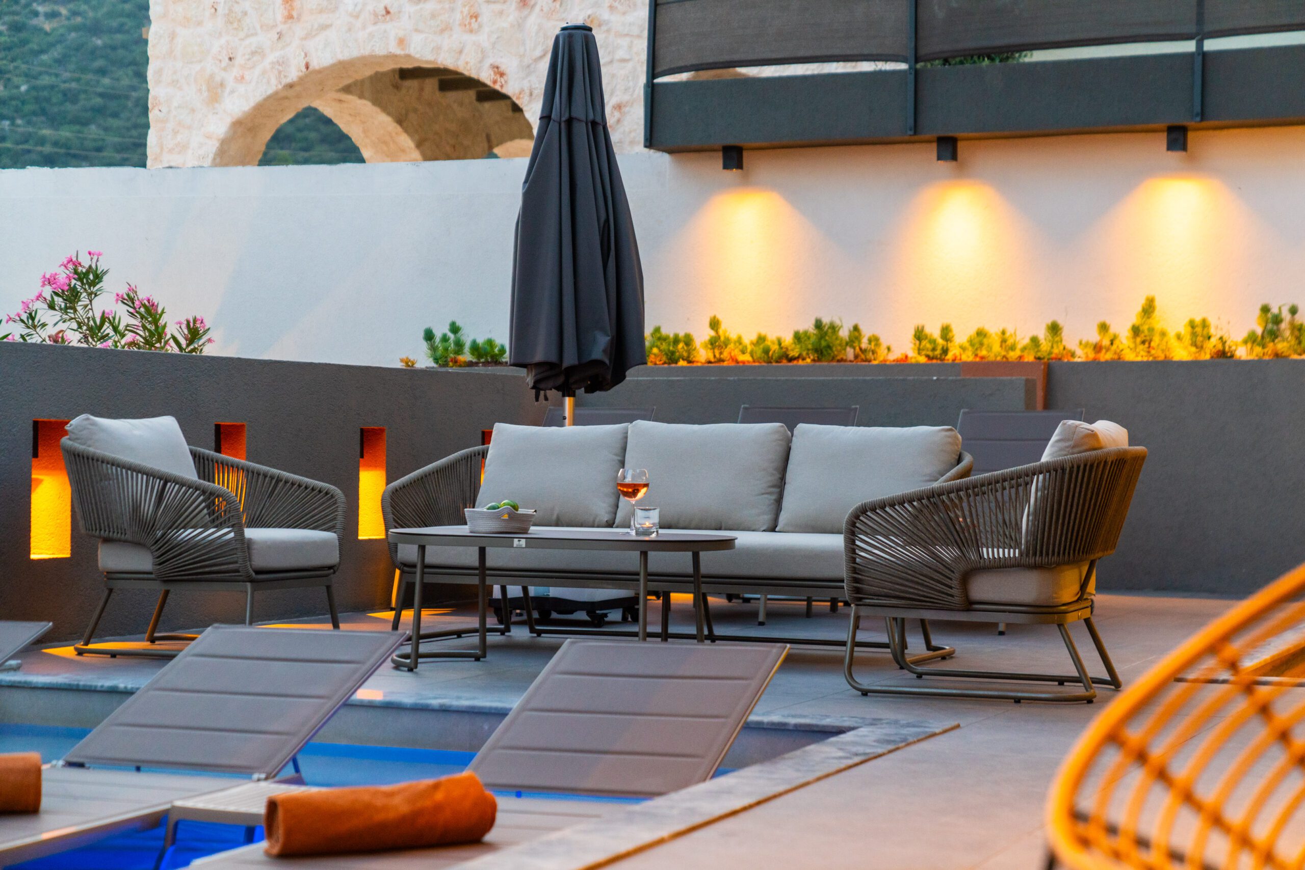 Outdoor seating at Villa Nova, villa holidays in Kalkan, Turkey