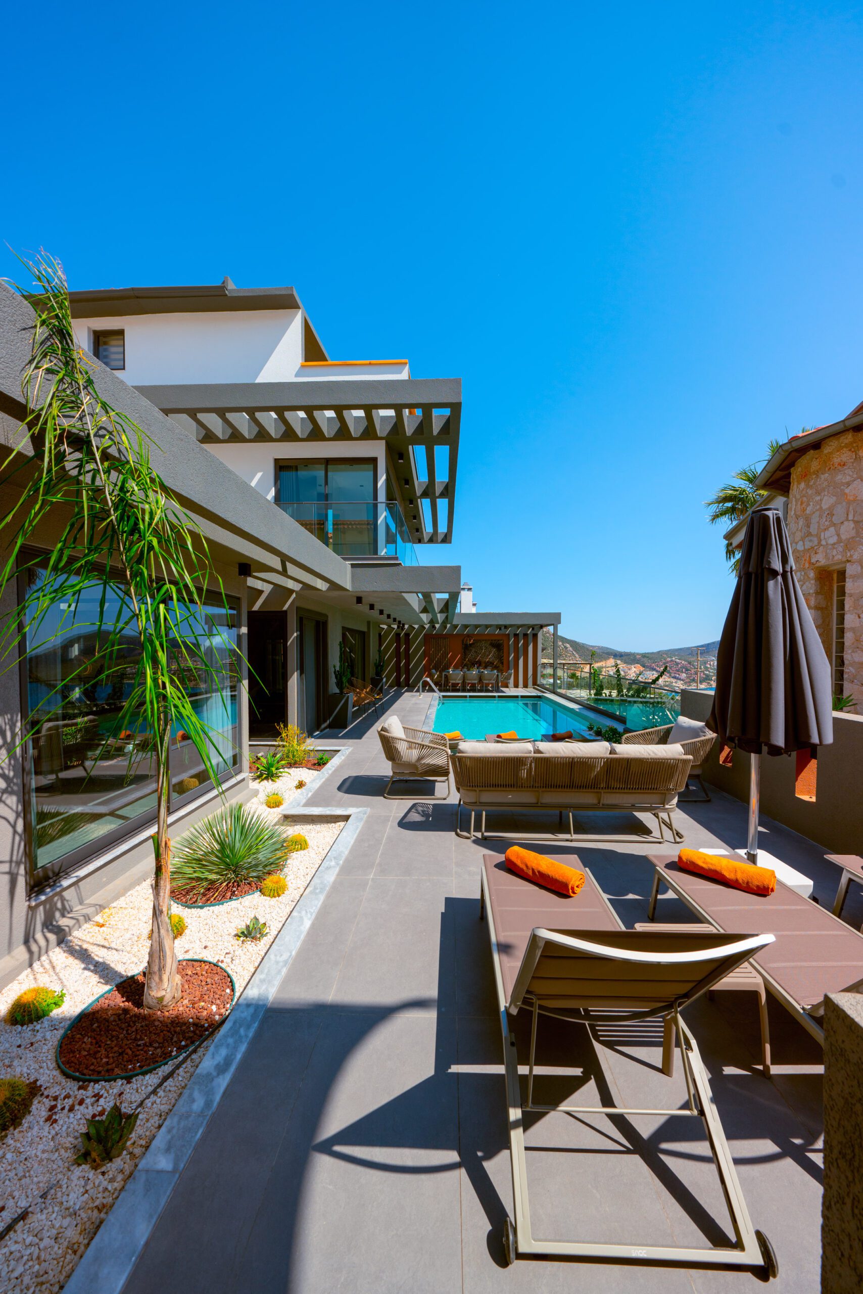 Sun loungers in Villa Nova, villa holidays in Kalkan, Turkey