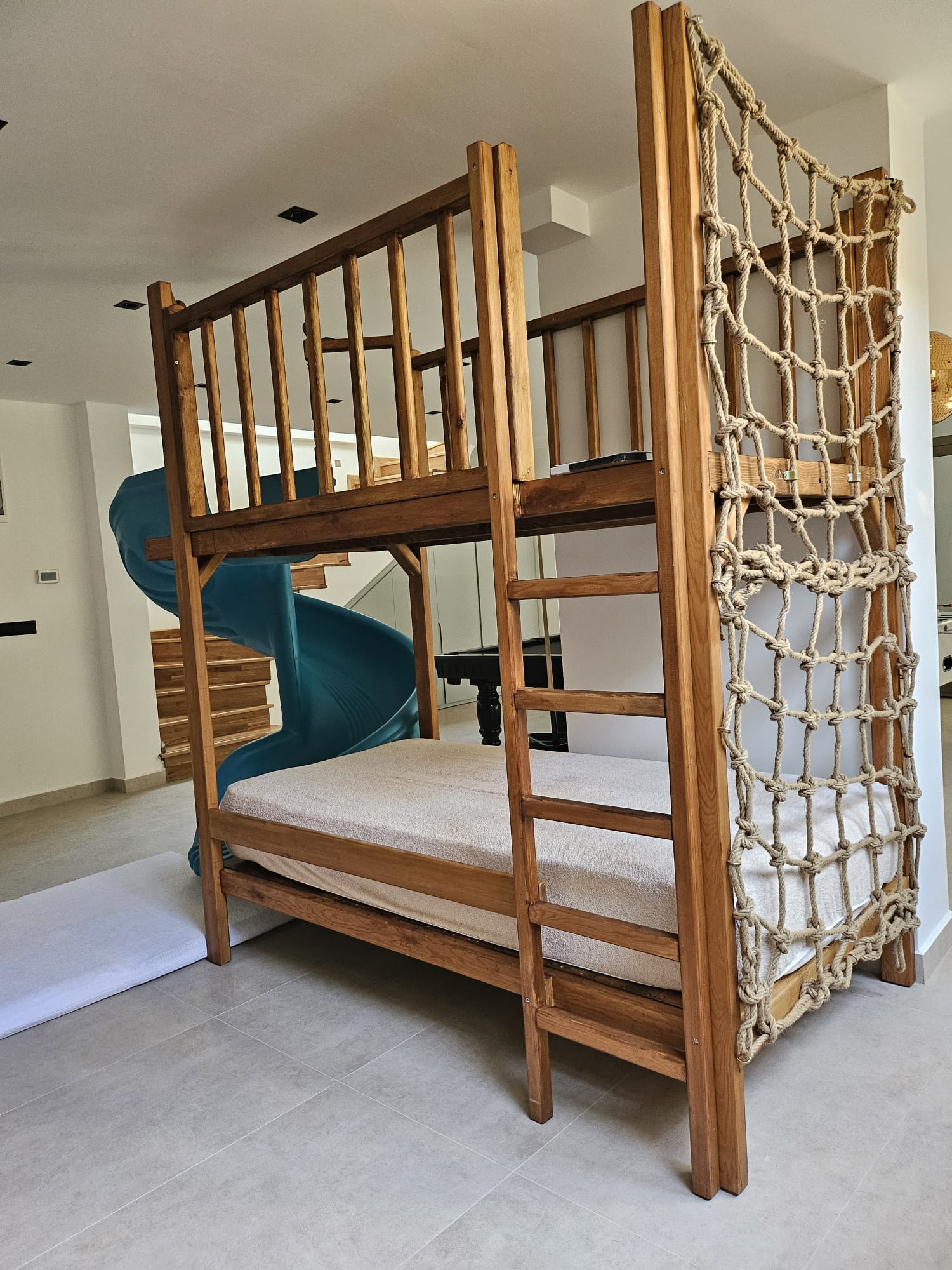 Children's bunk beds with a slide at Villa Nobles Rox, villa holidays in Kalkan, Turkey