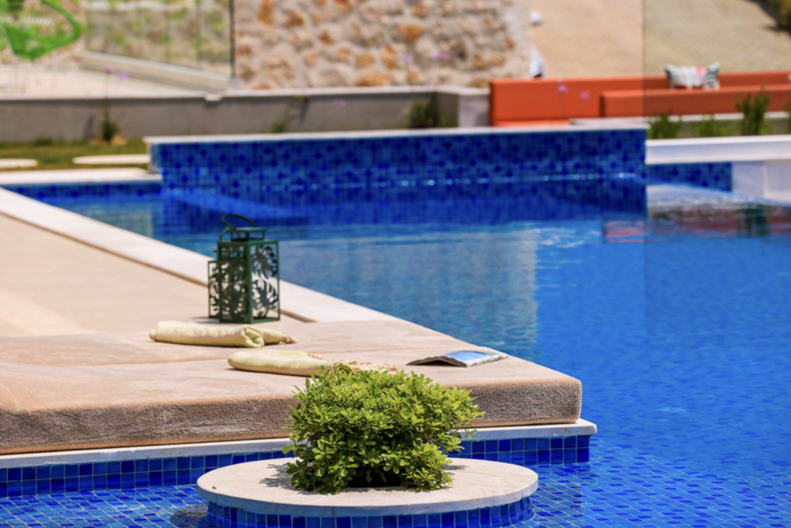Outdoor pool at Villa Calikusu, Turkish holiday