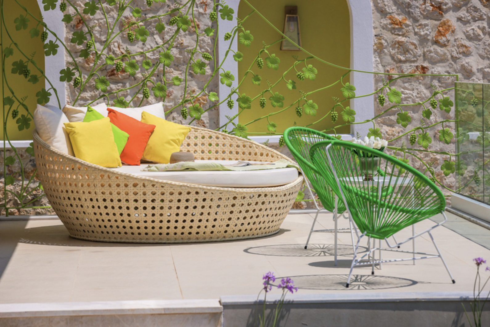 Outdoor seating at Villa Calikusu, Turkey holiday