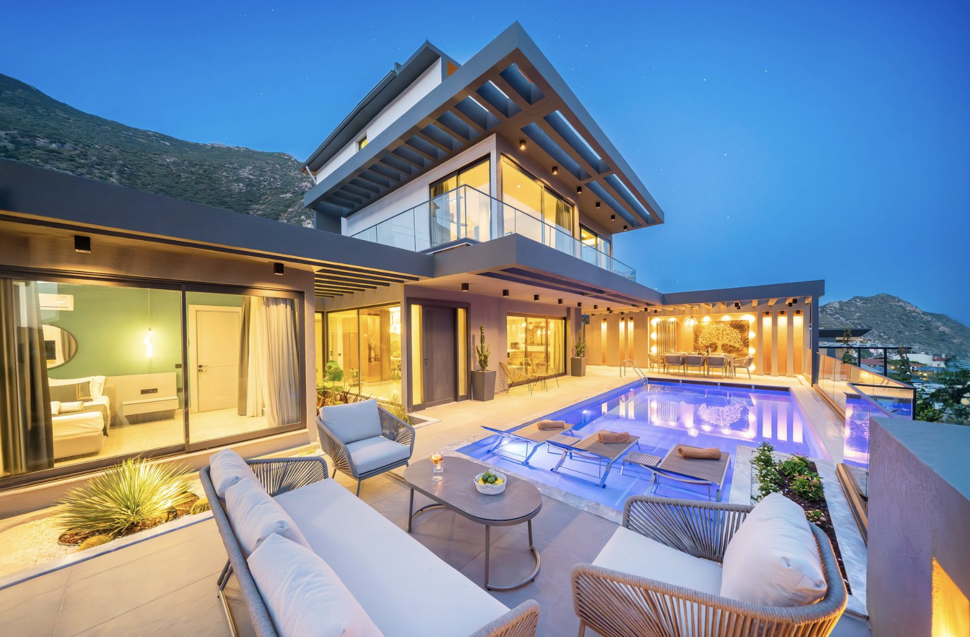 Pool terrace at Villa Nova, Kalkan holiday