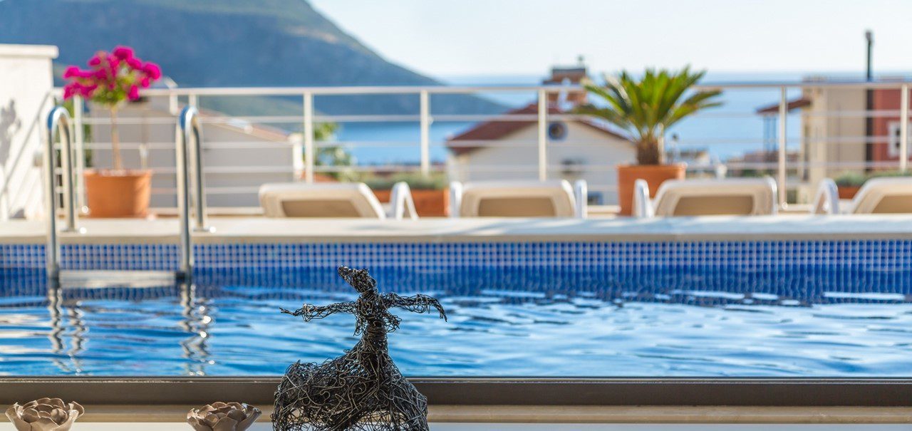 Outdoor private pool at Rumi Apartment, Kalkan