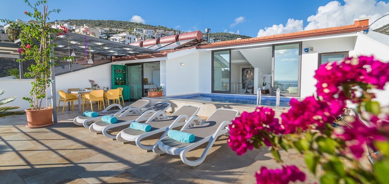 Sun loungers at Rumi Apartment, Kalkan
